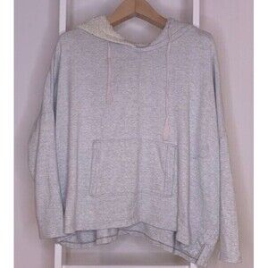 Ann Taylor Loft Sweatshirt Womens Medium Gray Heather Kangaroo Pocket Hoodie